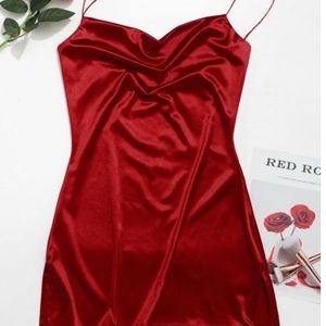 Zaful Red Satin Slip Dress